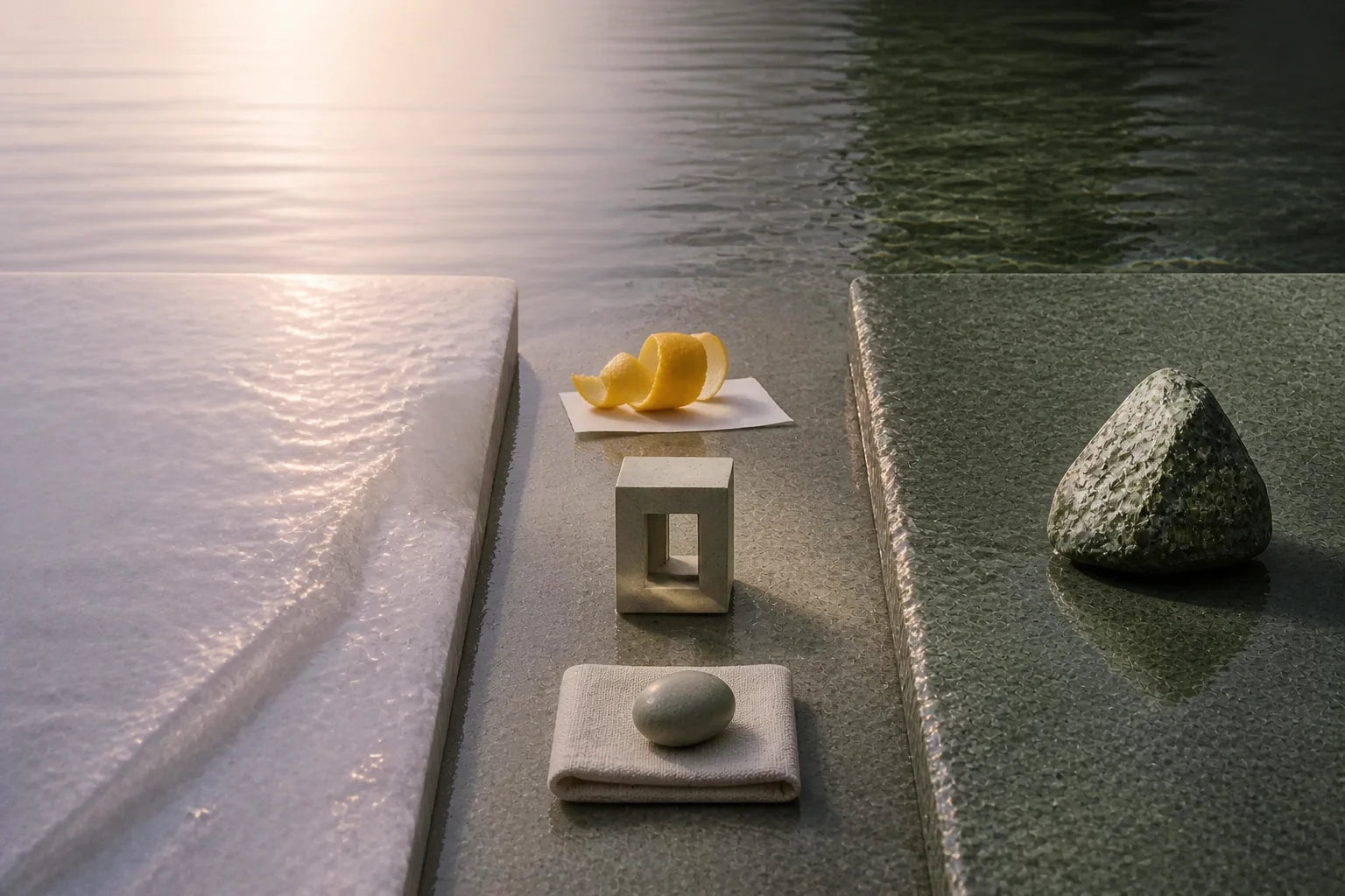 AI editorial visual: two EVODUCK Mood directions compared beside scent preference and Room or Body choices.
