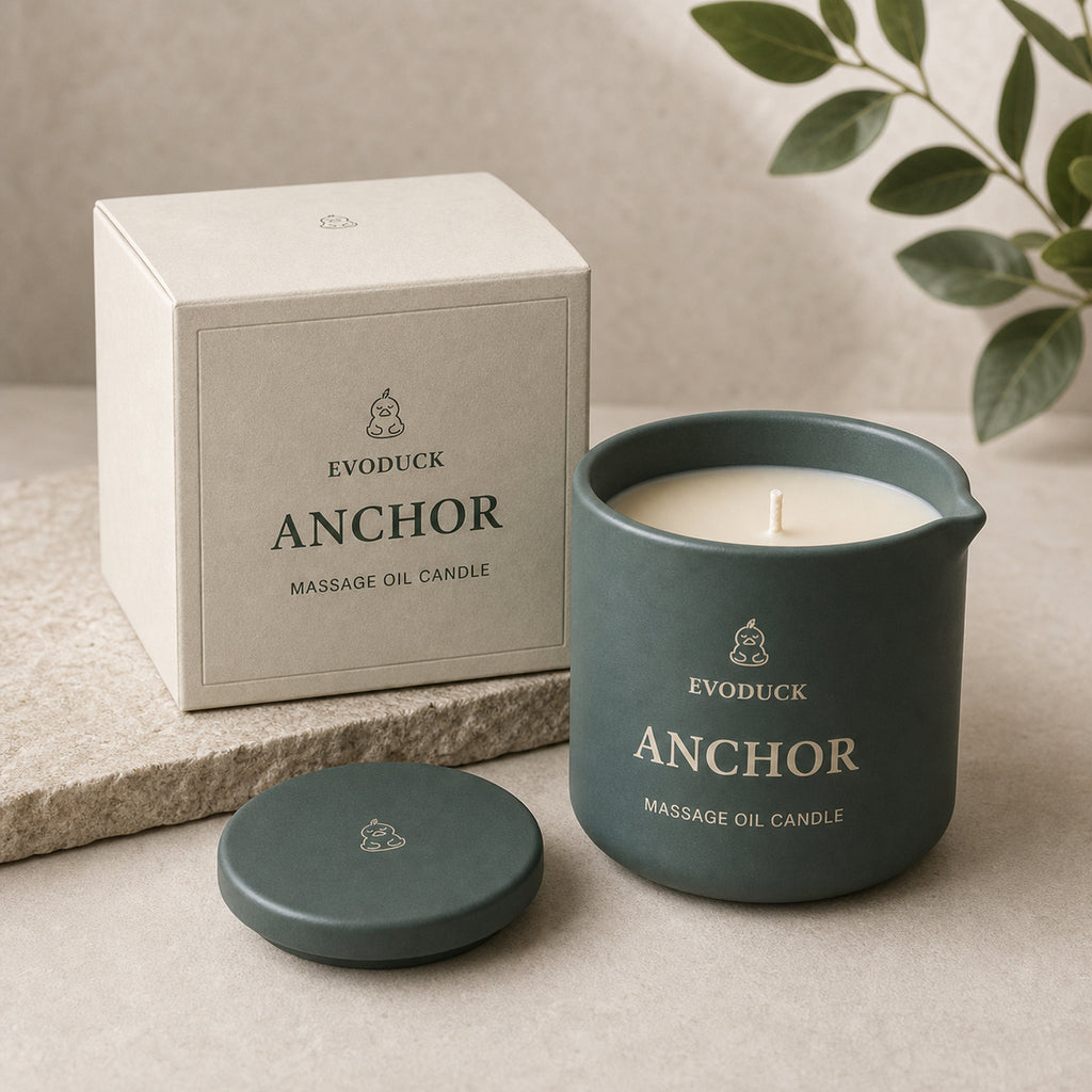 EVODUCK Anchor massage oil candle 03 packaging product image.
