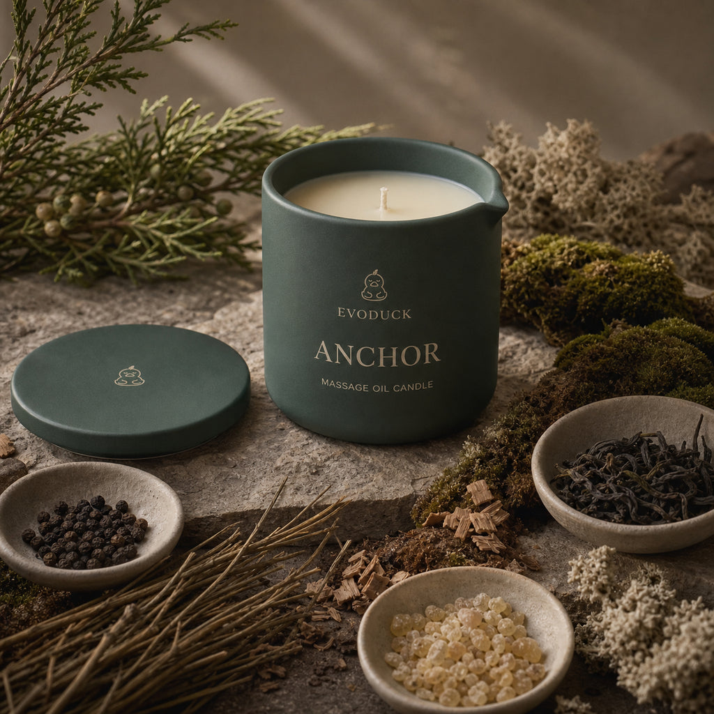 EVODUCK Anchor massage oil candle 06 scent texture product image.