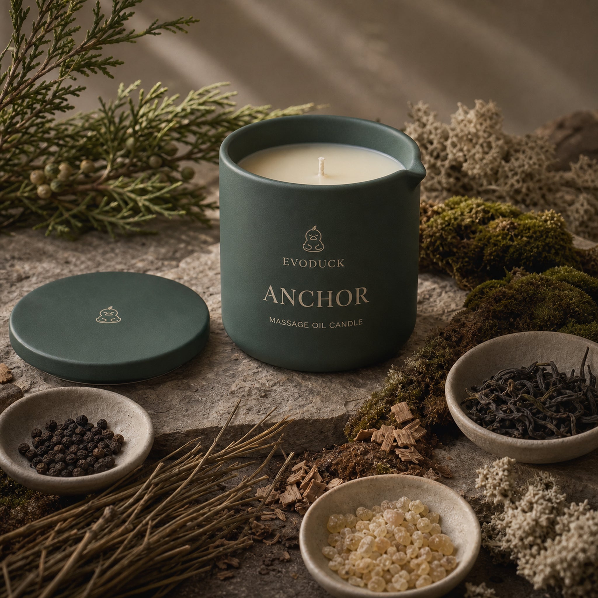 EVODUCK Anchor massage oil candle 06 scent texture product image.