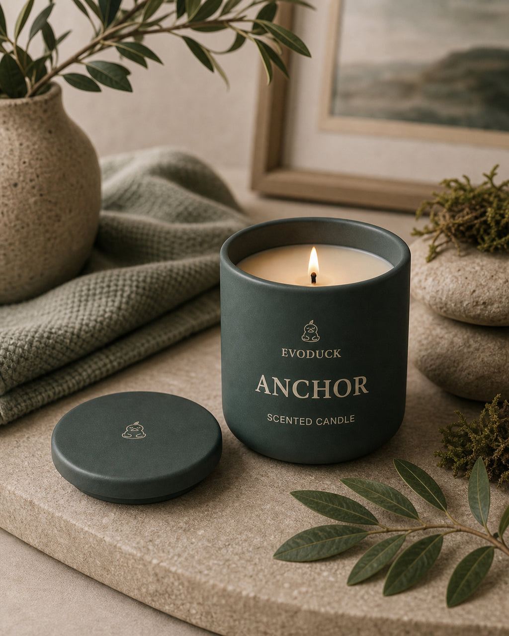 EVODUCK Anchor scented candle 05 ritual use product image.