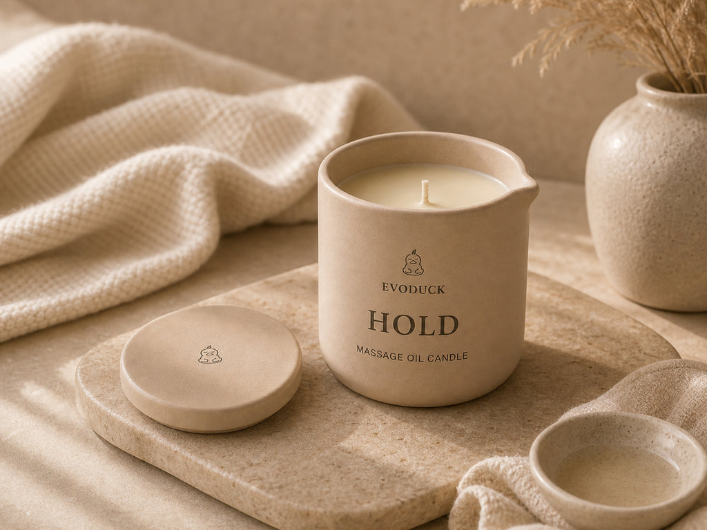 EVODUCK Hold massage oil candle 04 mood lifestyle product image.