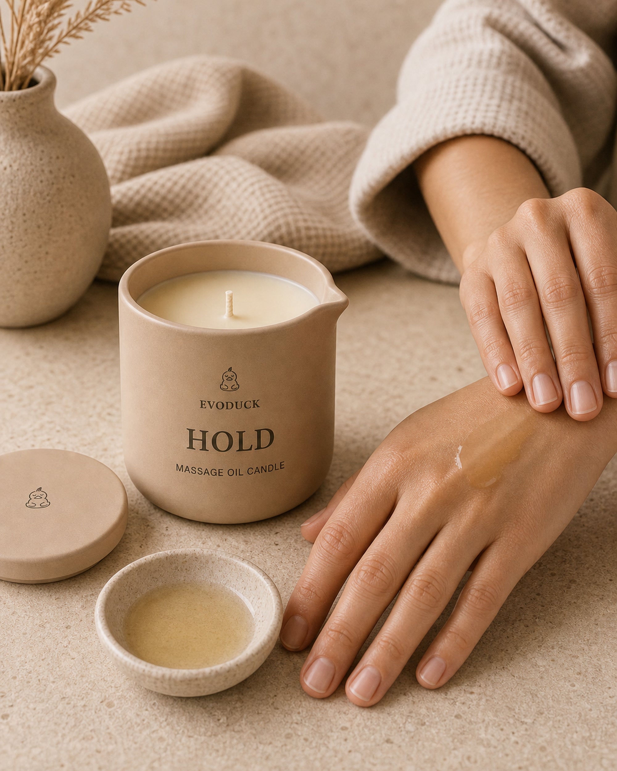 EVODUCK Hold massage oil candle 05 ritual use product image.