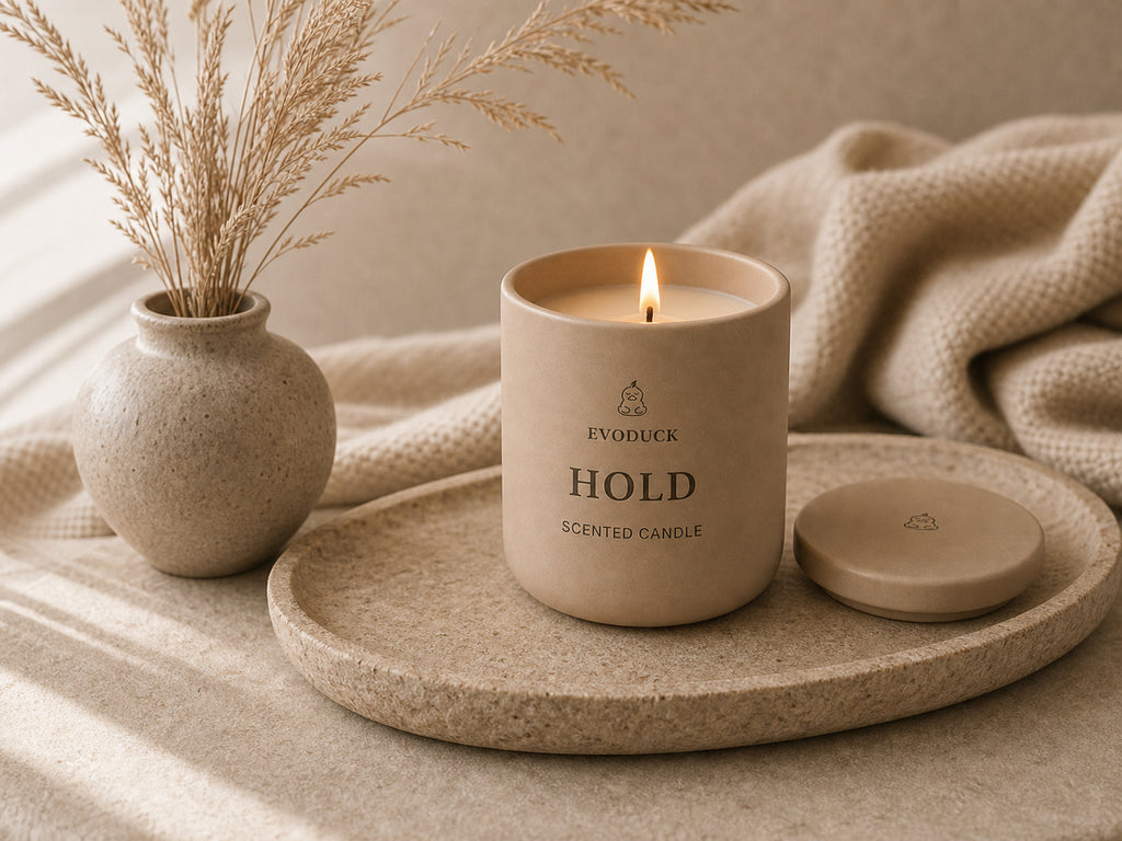 EVODUCK Hold scented candle 04 mood lifestyle product image.
