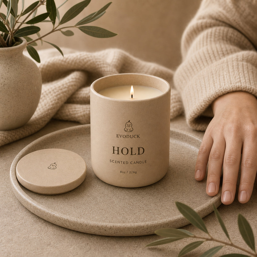 EVODUCK Hold scented candle 07 safety scale product image.