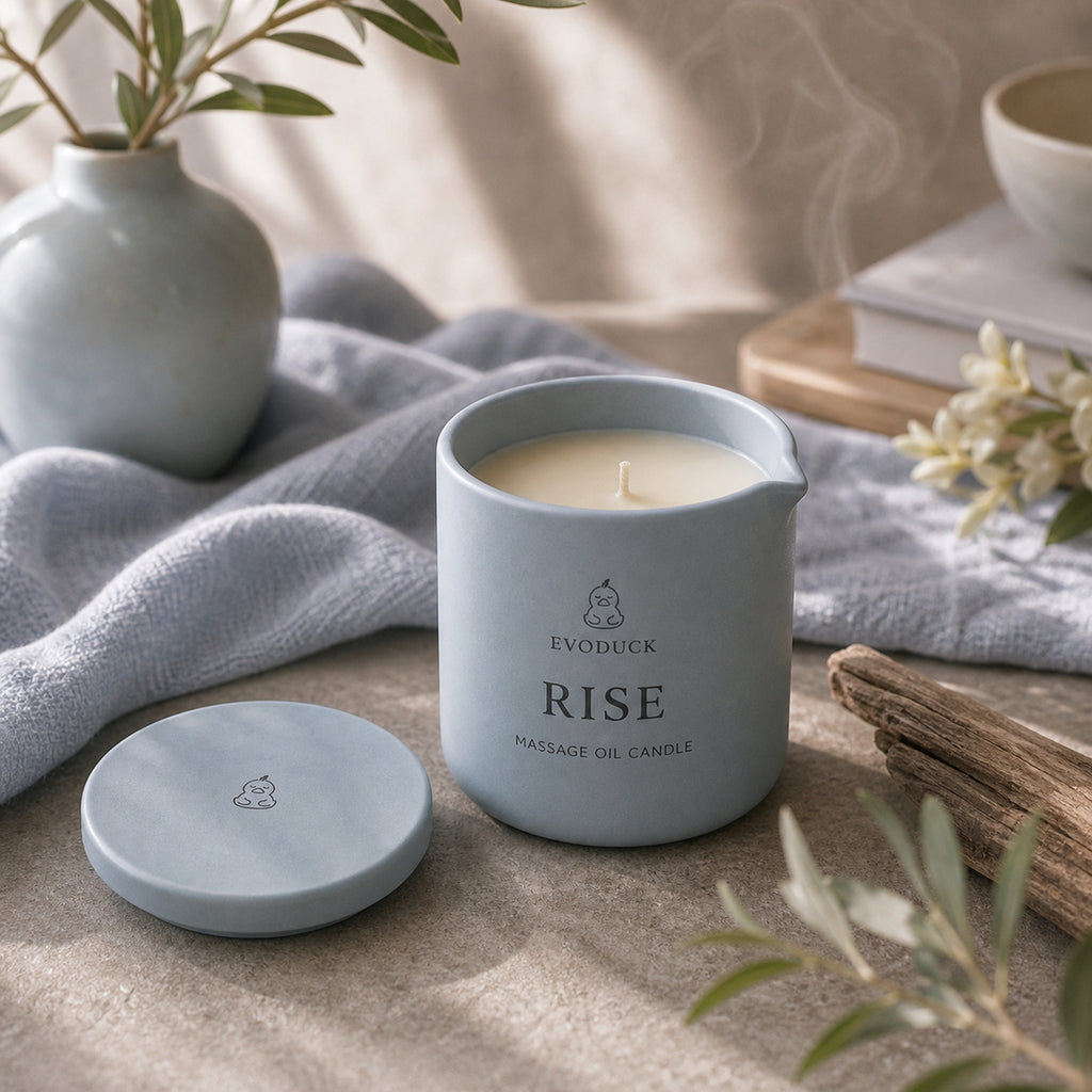 EVODUCK Rise massage oil candle 06 scent texture product image.