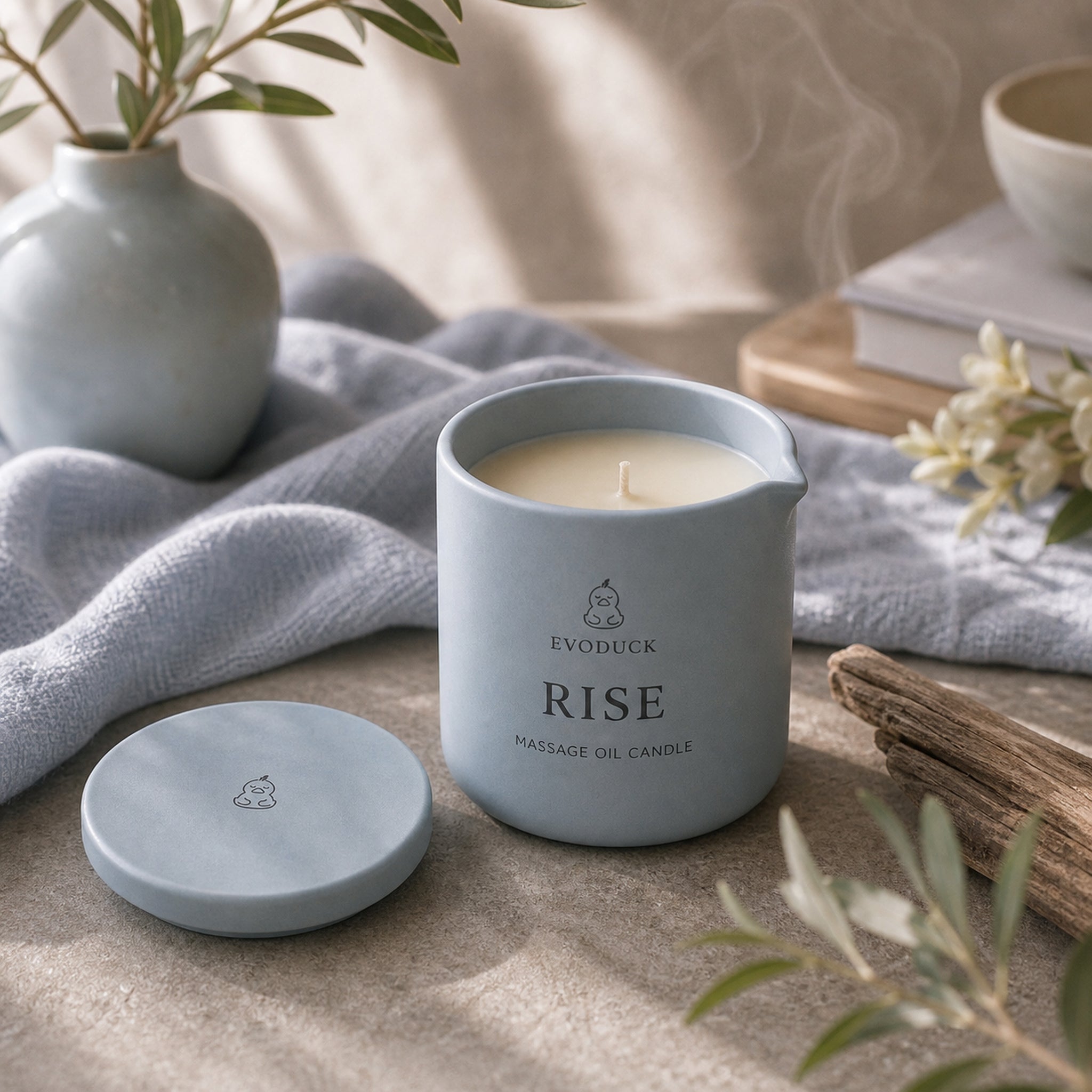 EVODUCK Rise massage oil candle 06 scent texture product image.