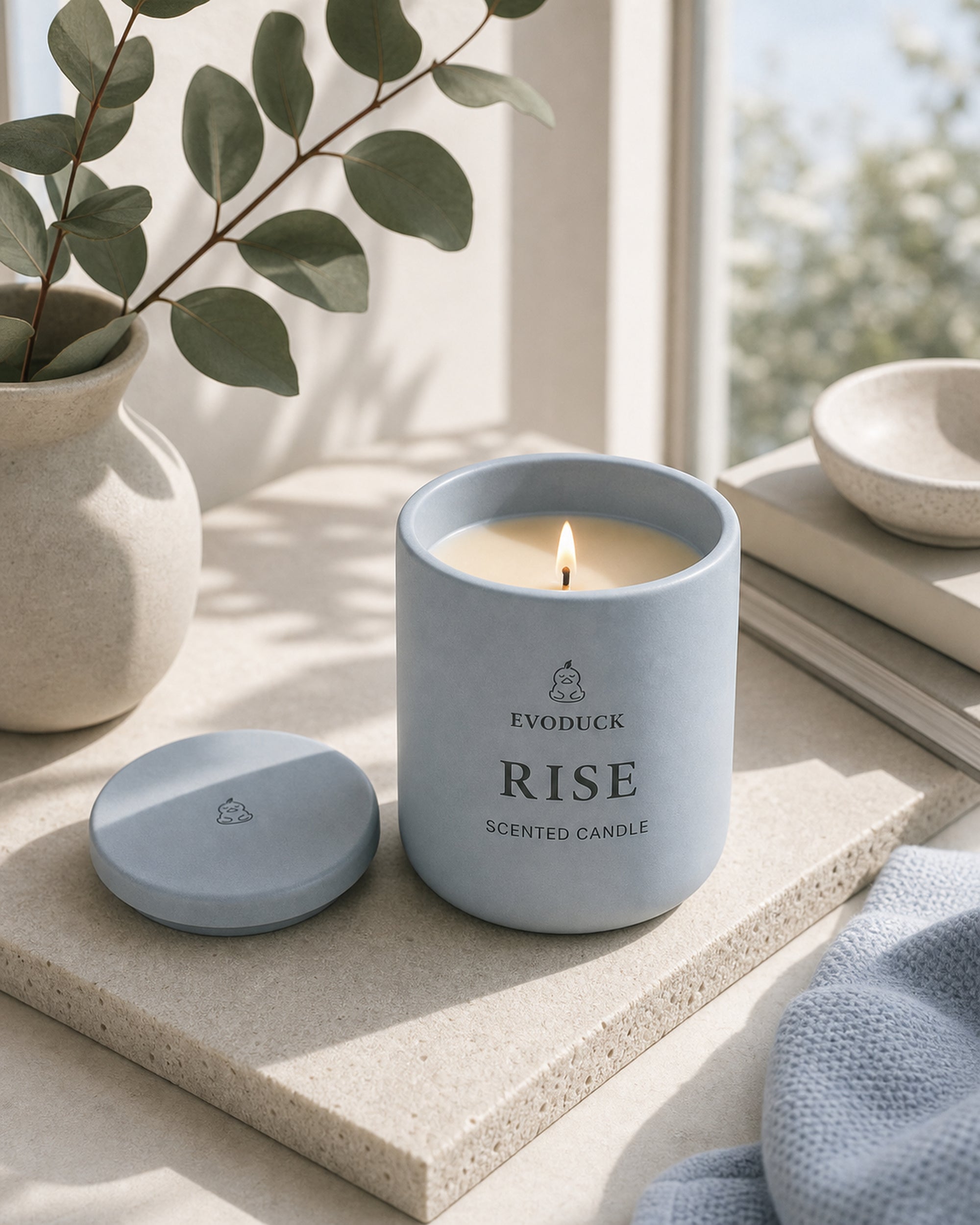 EVODUCK Rise scented candle 05 ritual use product image.