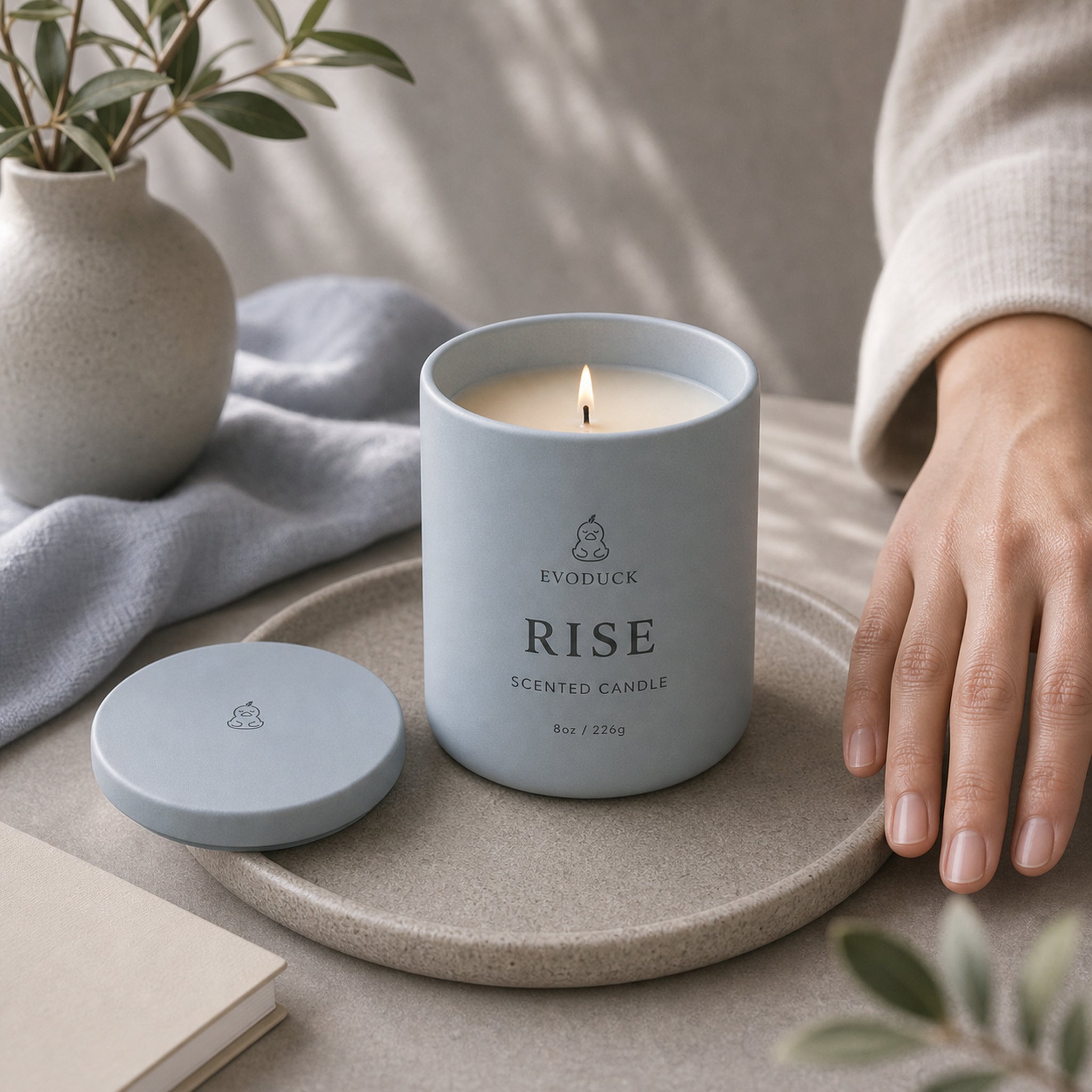 EVODUCK Rise scented candle 07 safety scale product image.