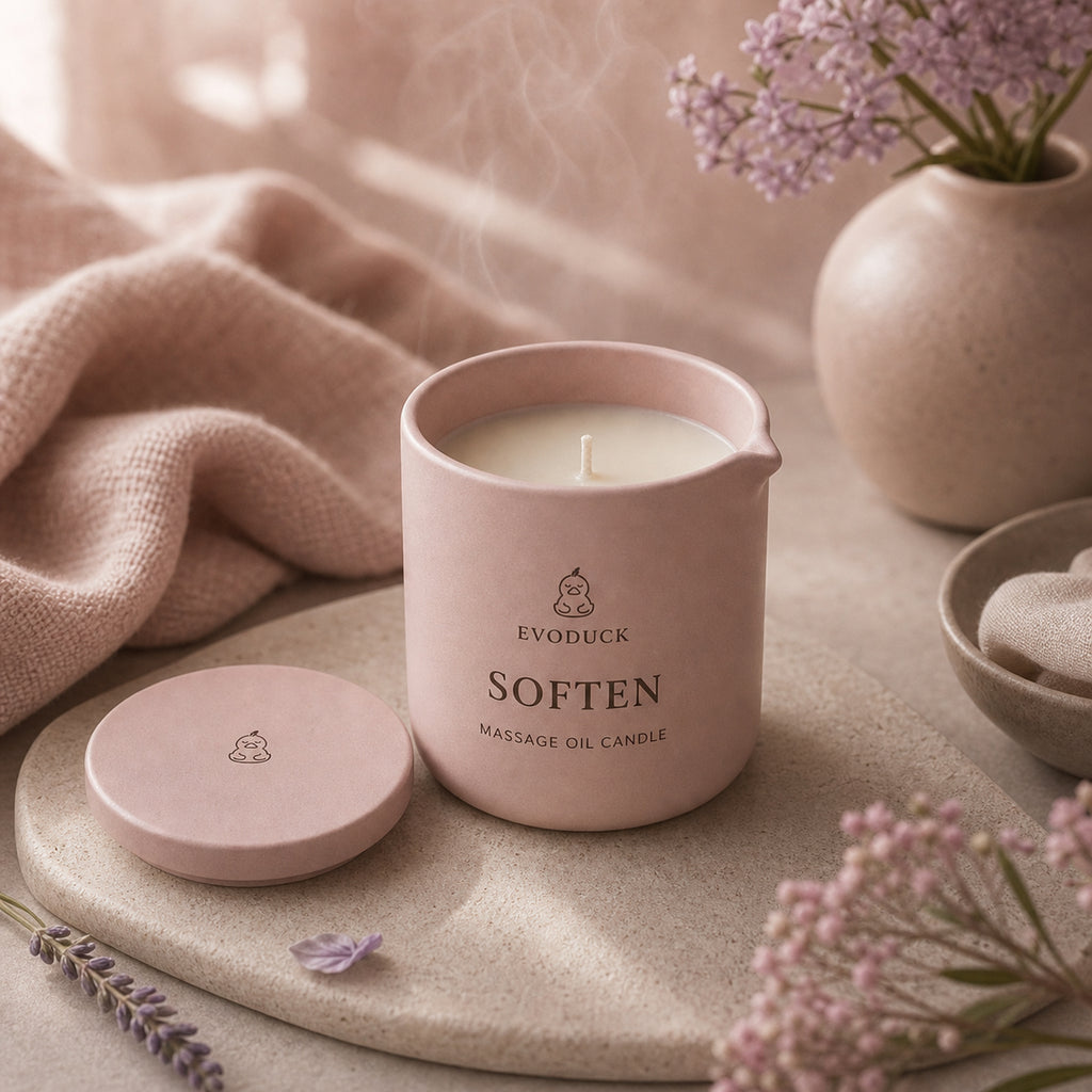 EVODUCK Soften massage oil candle 06 scent texture product image.