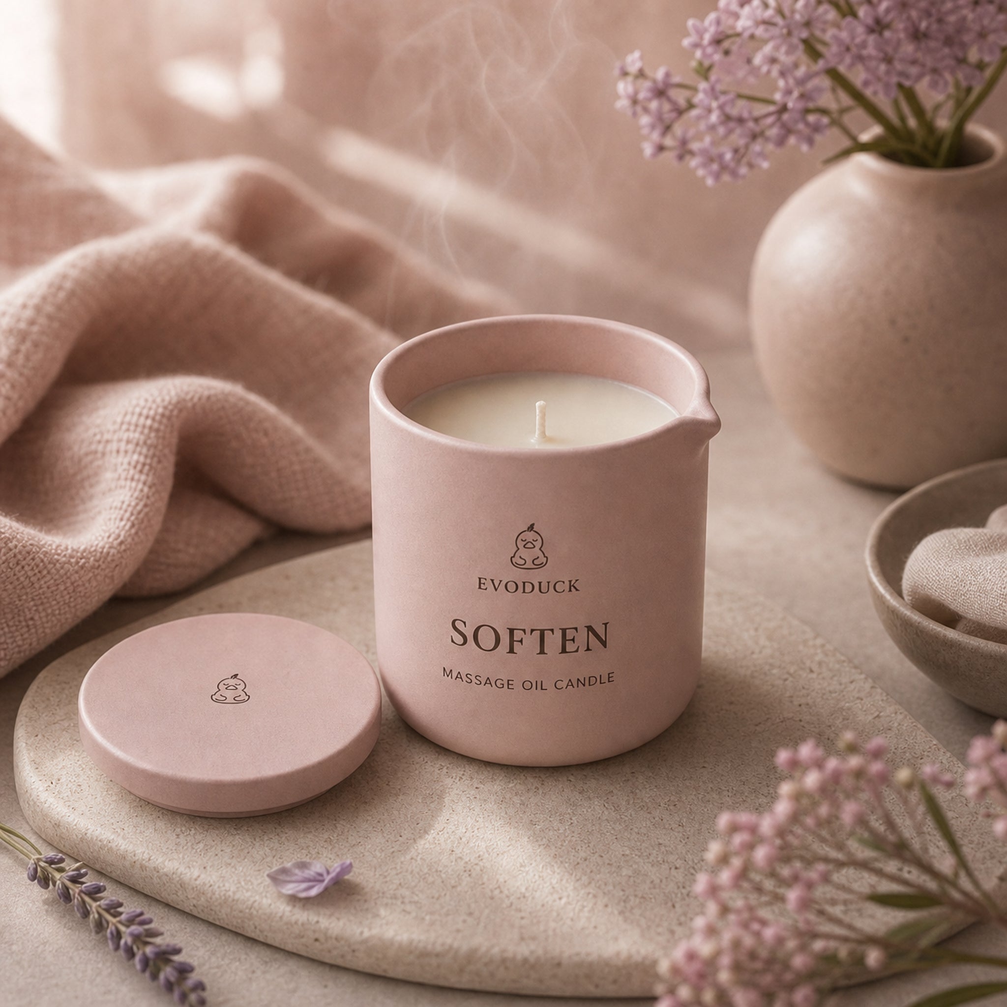 EVODUCK Soften massage oil candle 06 scent texture product image.