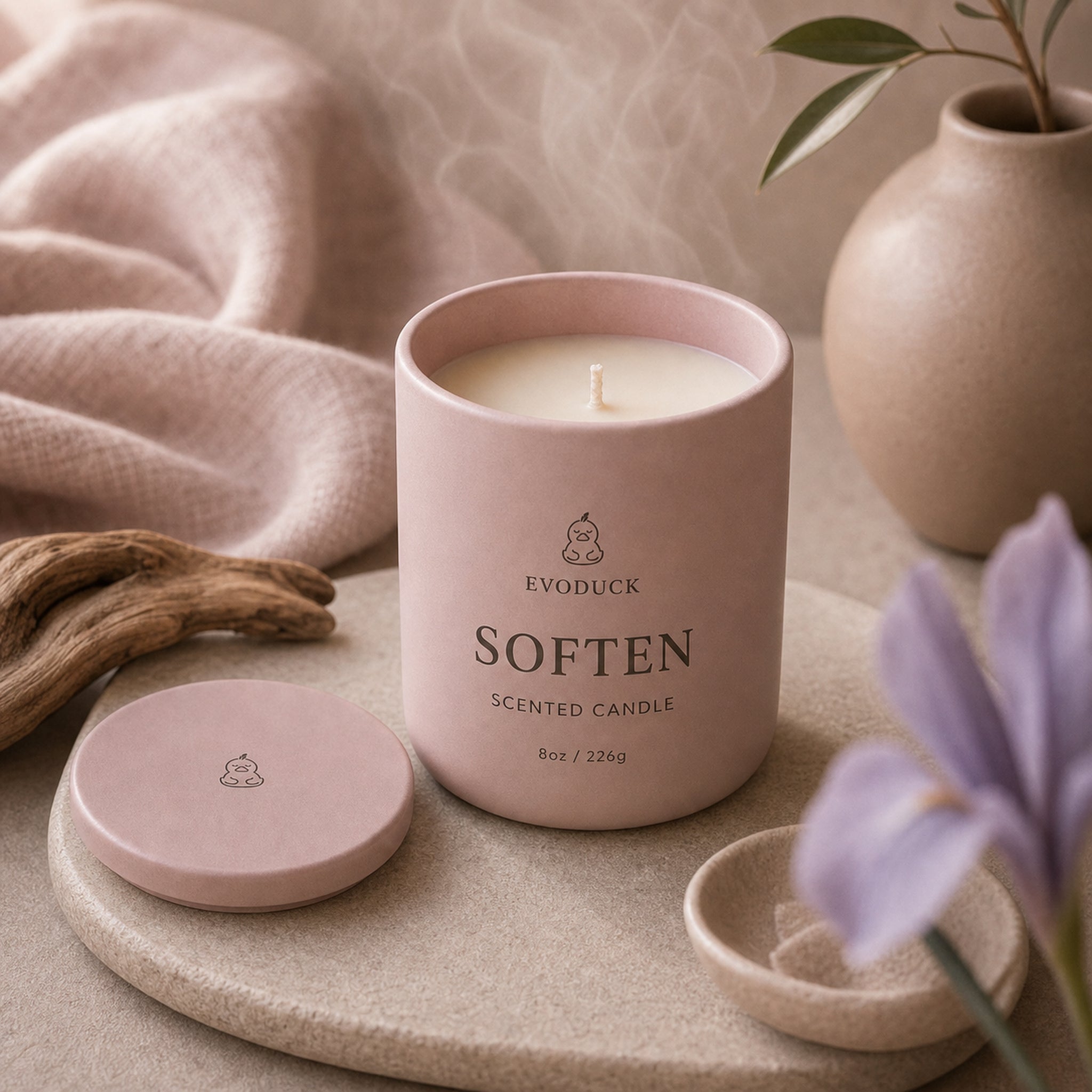 EVODUCK Soften scented candle 06 scent texture product image.