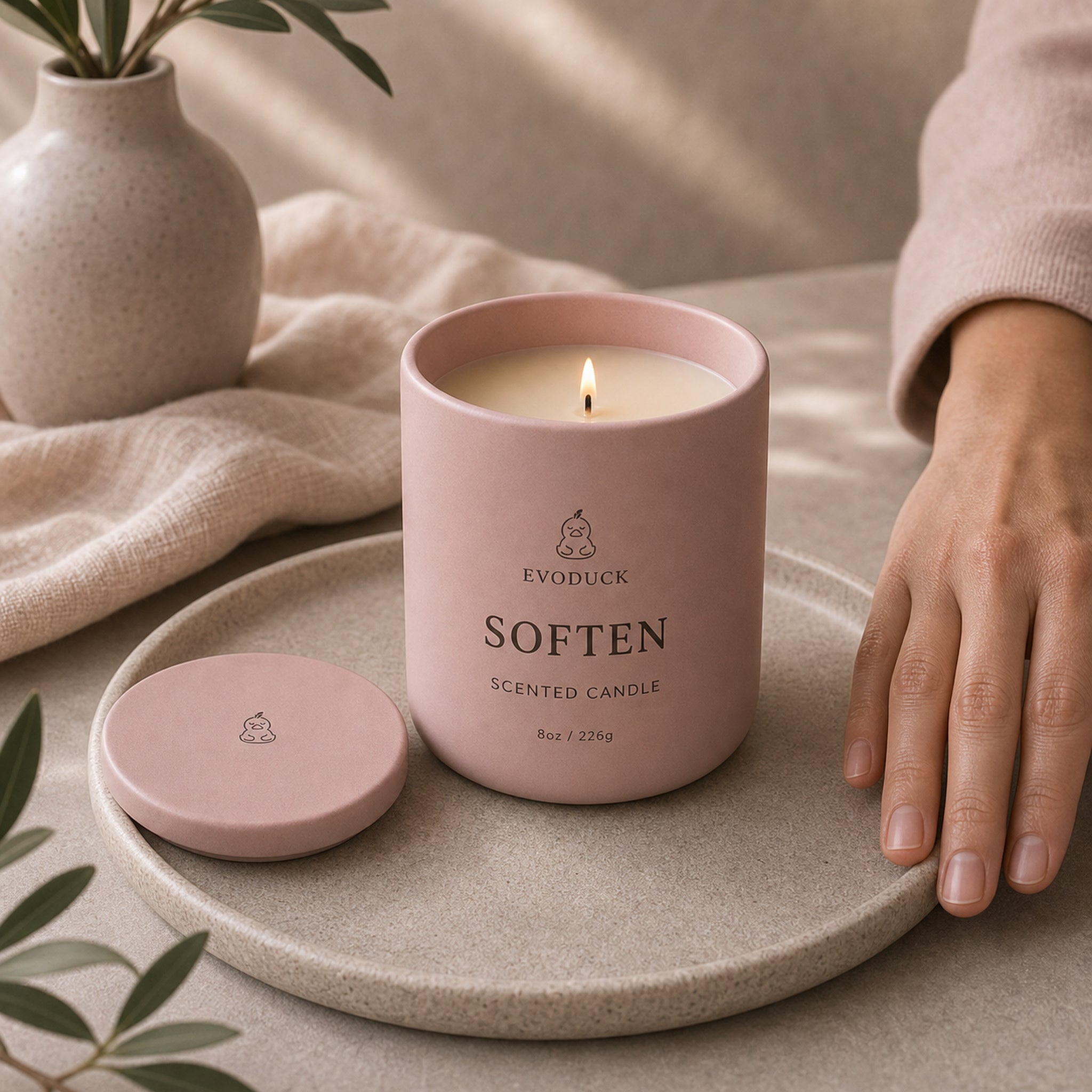 EVODUCK Soften scented candle 07 safety scale product image.