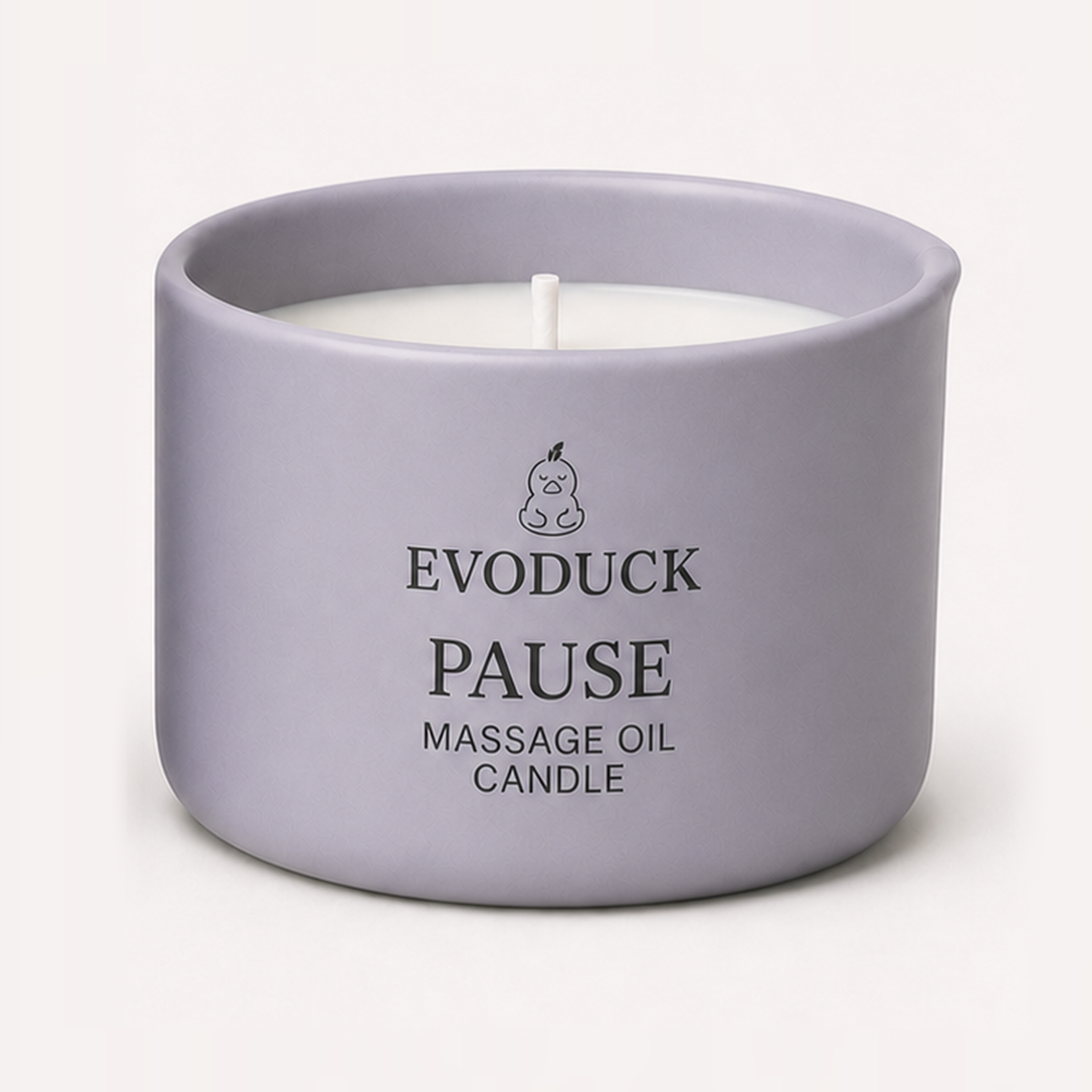EVODUCK PAUSE Massage Oil Candle, AI Product Visual