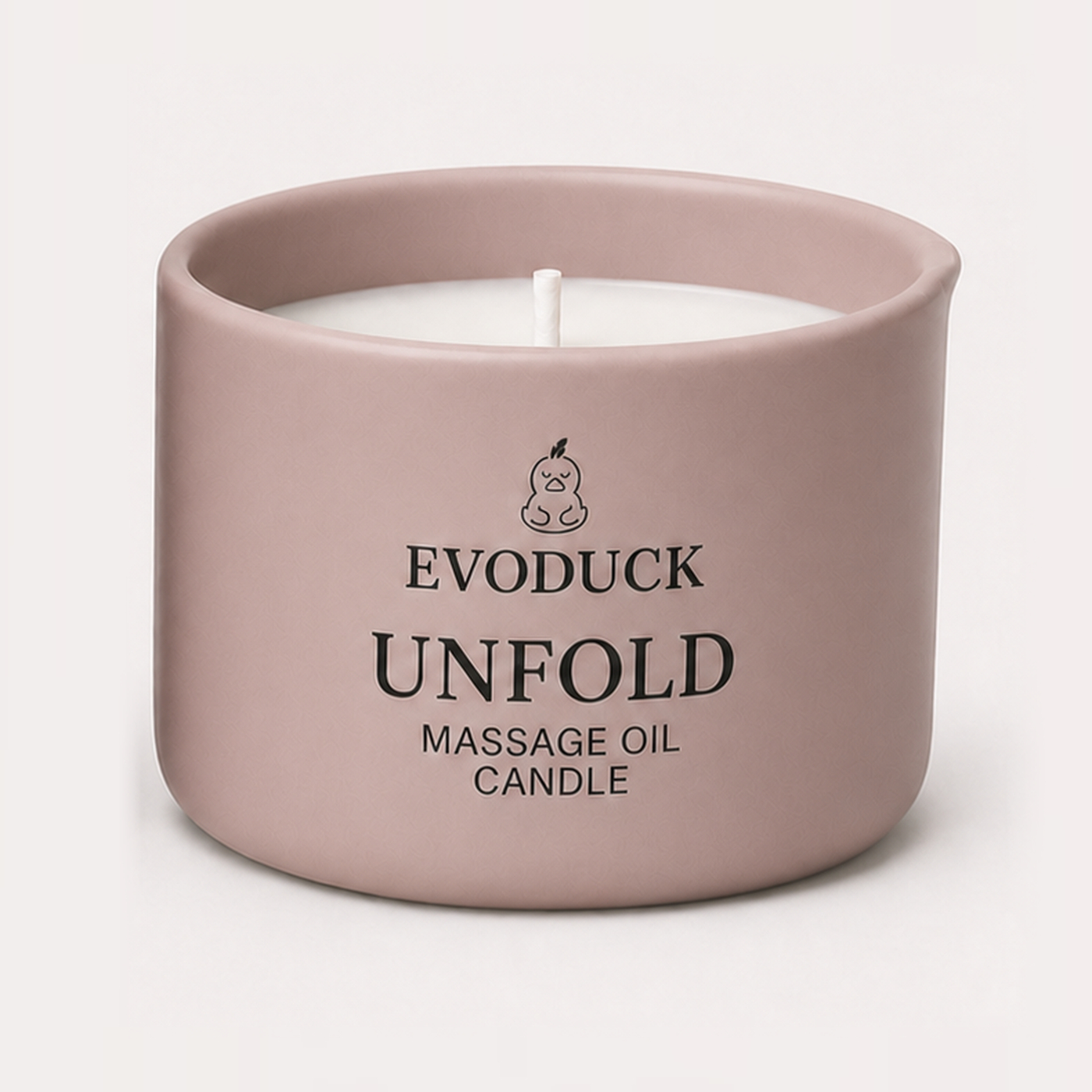 EVODUCK UNFOLD Massage Oil Candle, AI Product Visual